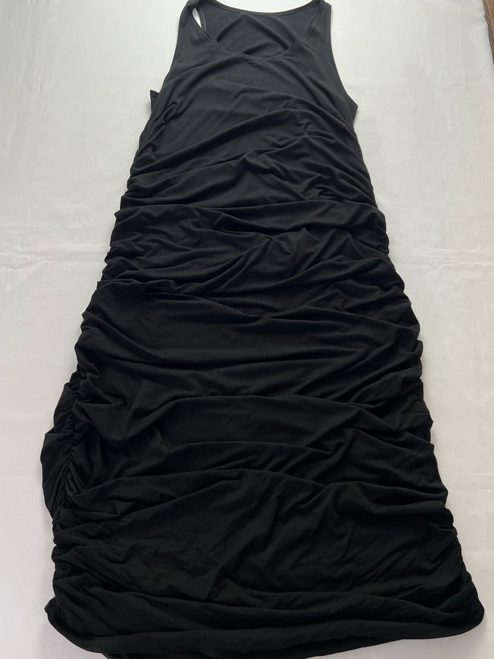 Free Label Black Ruched Dress Rayon from Bamboo Spandex Vacation Party Dress